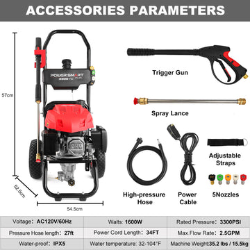 3300PSI 2.5GPM 201cc Gas Pressure Washer DB1050