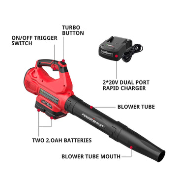 450CFM Cordless Leaf Blower w/ Two 20V Battery and Charger DB2201B-M