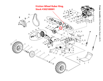 Snow Blower Parts - Friction Wheel Ruber Ring, Stock #302100001