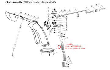 Snow Blower Parts - Discharge Chute Seat, Stock #203010147