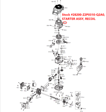 Lawn Mower Parts - 127cc Recoil Starter w/Subassembly, Stock #28200-Z2P0310-Q2A0