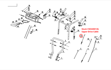 Snow Blower Parts - Upper Drive Cable w/Spring , Stock #: 303200130