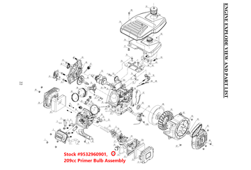 Lawn Mower Parts - 209cc Primer Bulb Assembly, Stock #9532960901