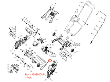 Snow Blower Parts - Auger Belt (880mm) SINGLE-STAGE, Stock #302040054