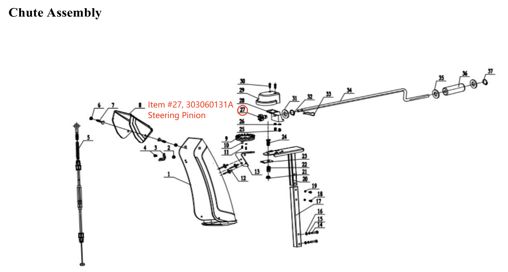 Snow Blower Parts - Steering Pinion Gear, Stock #303060131A