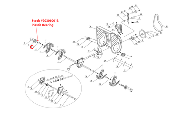 Snow Blower Parts - Plastic Hex Flange Bearing, Stock #203060013