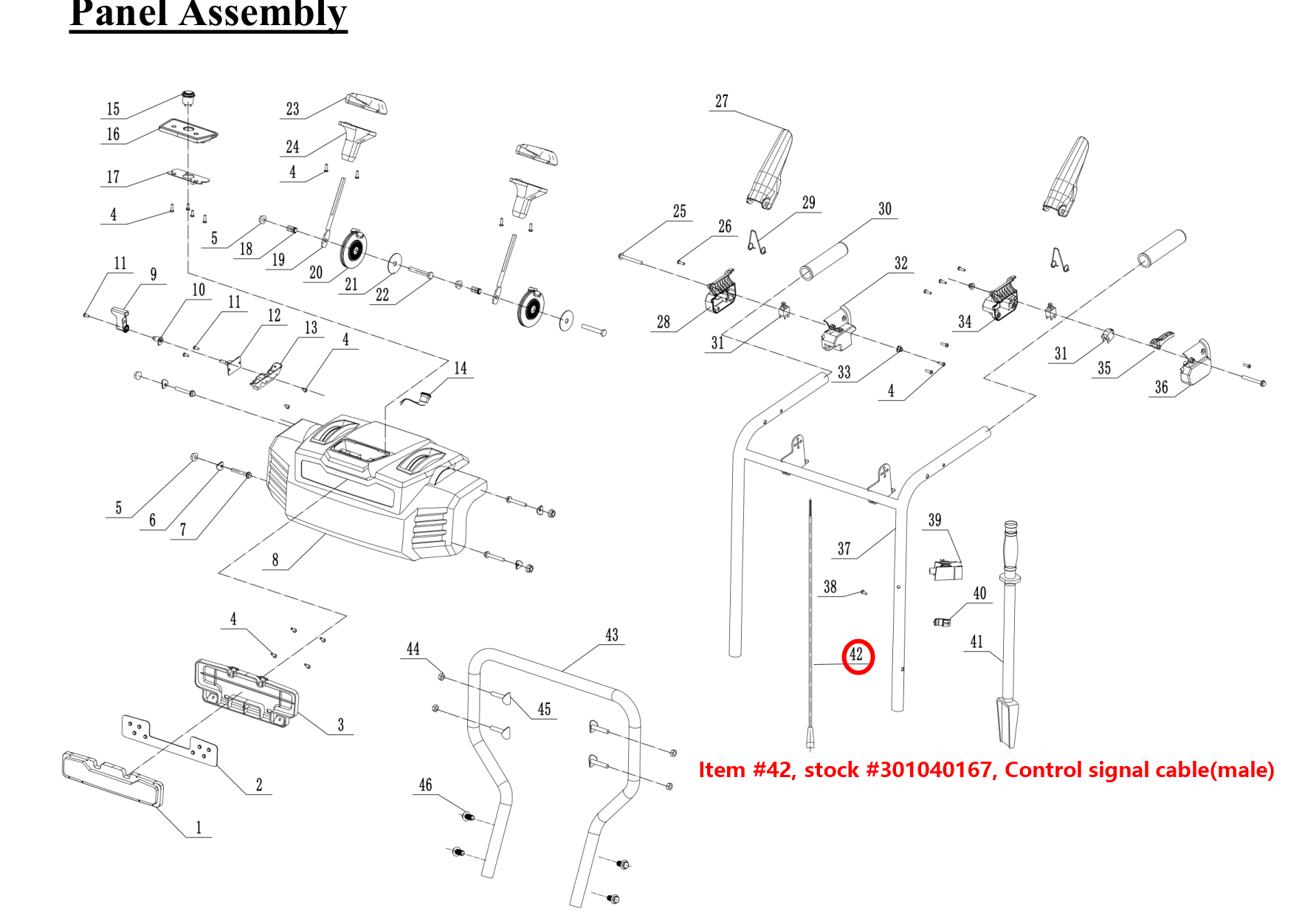 Snow Blower Parts - Control signal cable(male), Stock #301040167