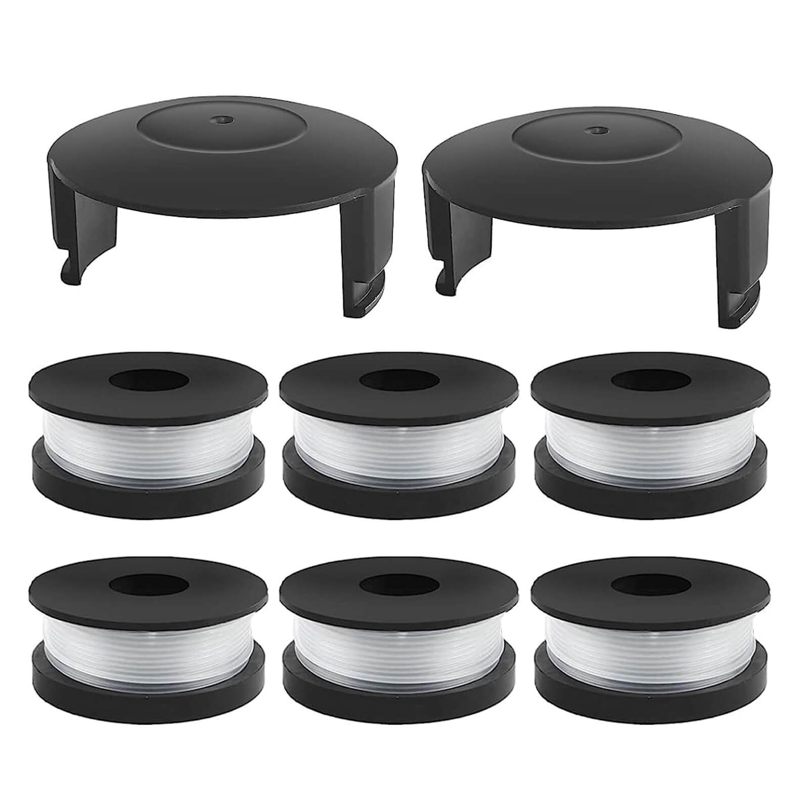 Parts: 6 Pack String Trimmer Replacement Spools Compatible Weed Eater - PS76110A, 10ft 0.065" Dual Line String Trimmer Spool, 6 Spools+2 Caps, PS76110A-WWC