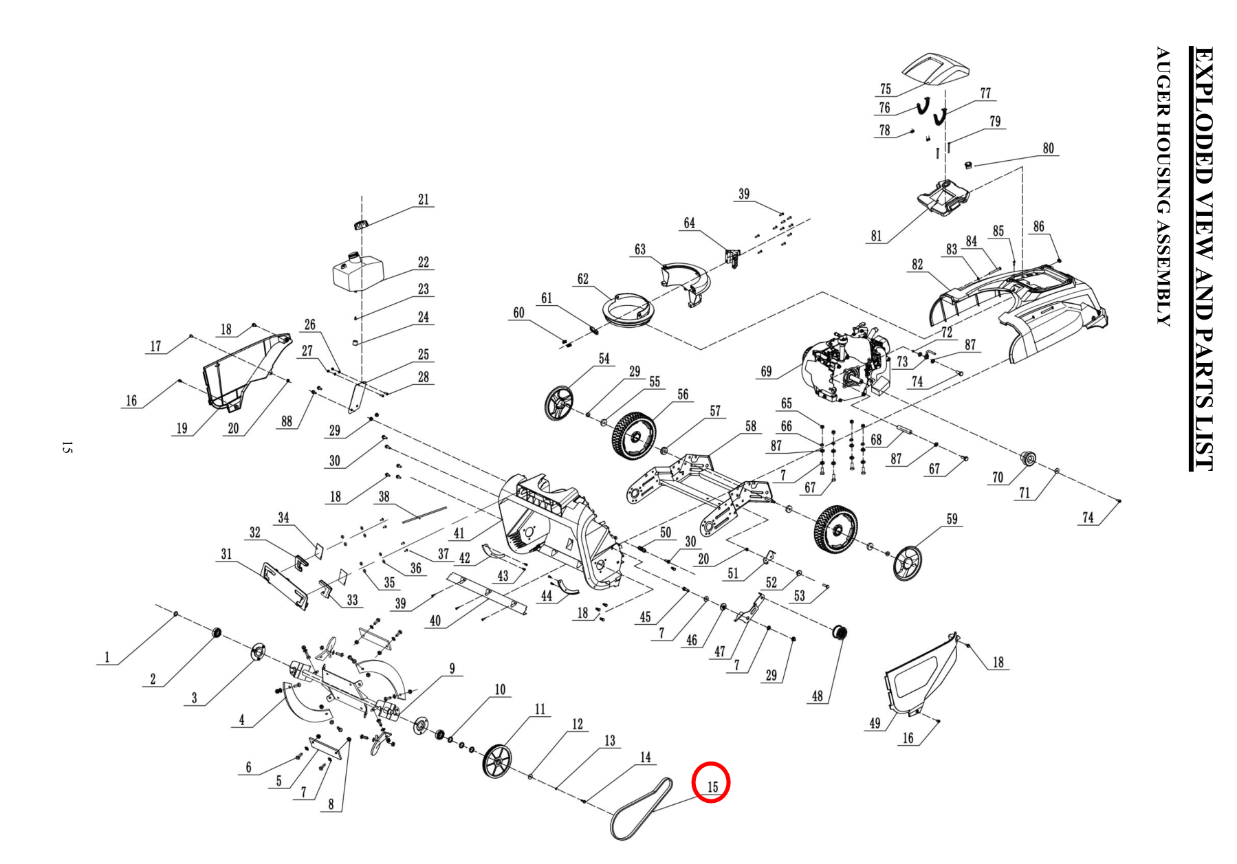 Snow Blower Parts - Auger Belt-PSS1210LED, Stock #302040091