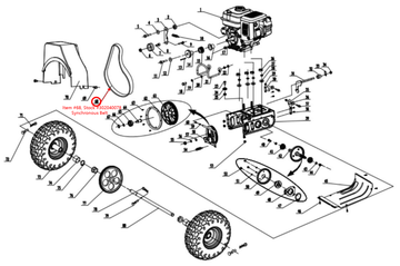 Snow Blower Parts - Synchronous Belt (735mm), Stock #302040078