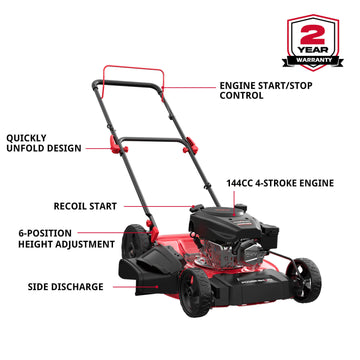 21'' 144cc Gas Push 2-in-1 Lawn Mower V8721C