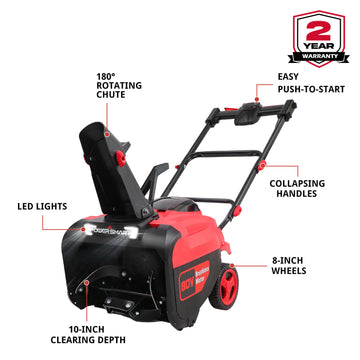 80V 21'' Single Stage Cordless Snow Blower w/ 2 Batteries HB2801B