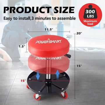 300-pound Capacity Rolling Mechanic Stool Garage/Shop Seat with Wheels PS1101